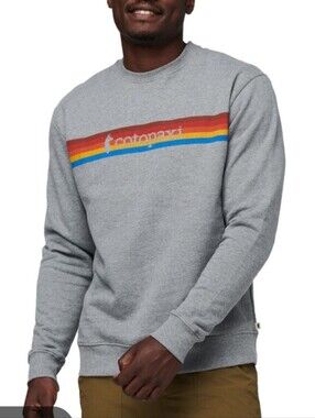 cotopaxi On The Horizan Organi Gray Crewneck Sweatshirt Retro Stripe Size XL